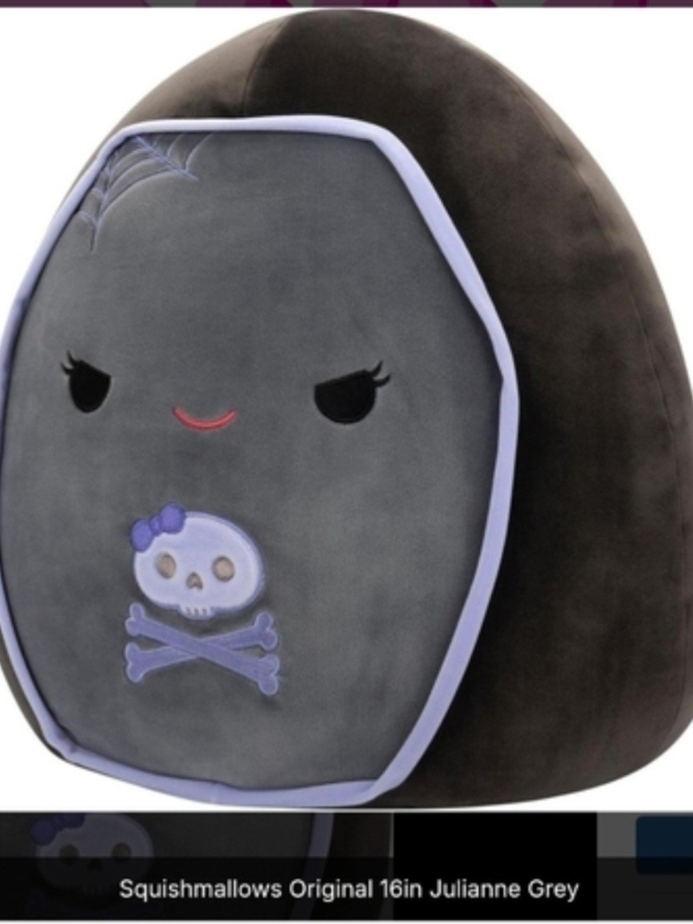 Squishmallows Original 16-Inch Halloween Coffin Plush – Julianne Grey & Purple